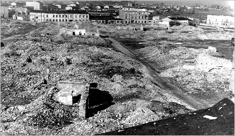 The ruins of a bunker used by members of the Jewish underground, in the area that had been the Czestochowa ghetto.